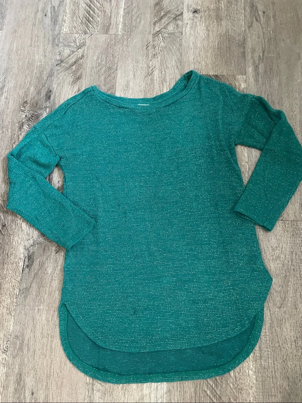 Old Navy Teal Metallic-Knit 3/4  Sleeve Top